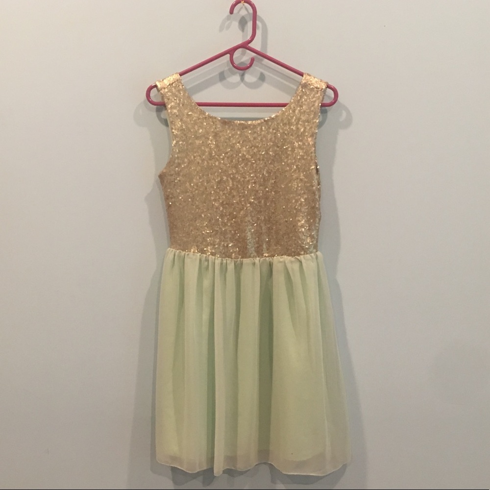 Maison Jules gold and turquoise dress